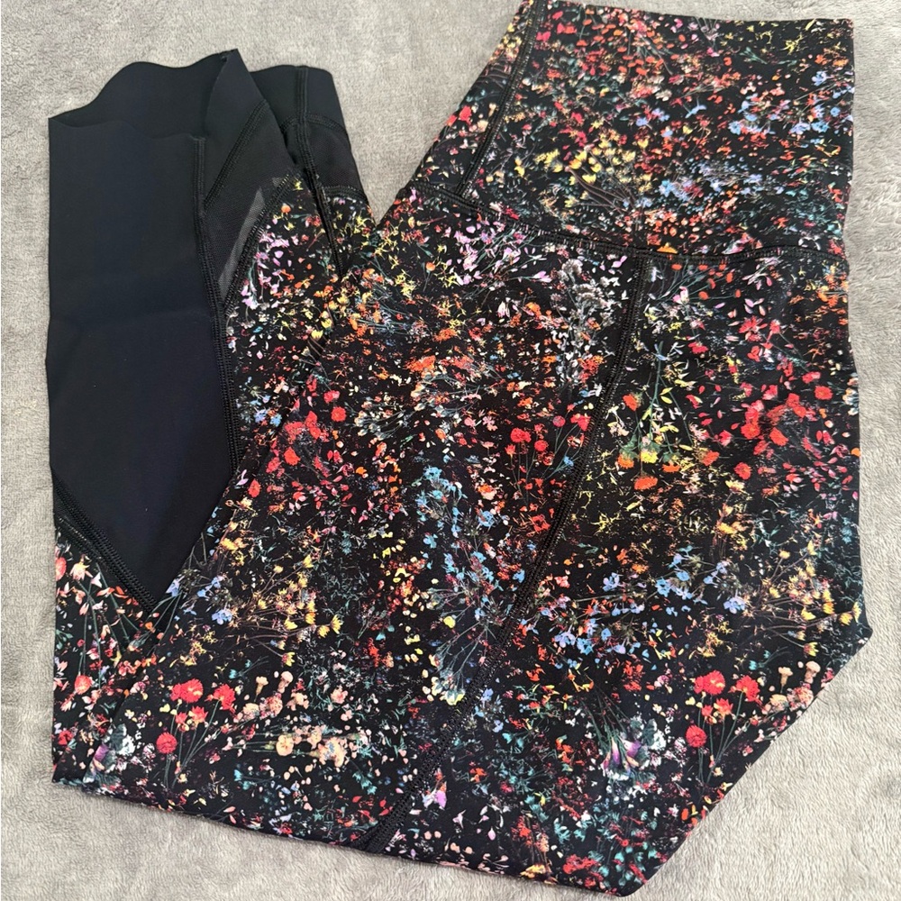 lululemon athletica Black Multicolor Floral-Print High-Rise Leggings